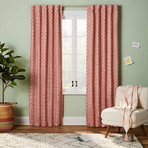 Pillowfort Rose Pink Clipped Dots Accent Single Blackout Curtain Panel 42" x 84"
